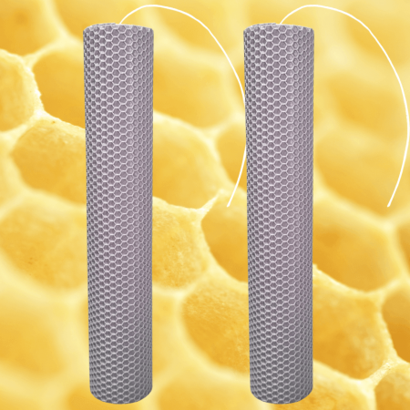 Lumânări Nuntă simple - Set 2 lumânări tip fagure din ceară colorată, rulate manual - gri