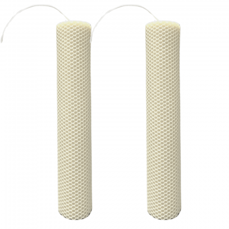Set 2 lumânări tip fagure din ceară colorată, rulate manual - ivory [3]