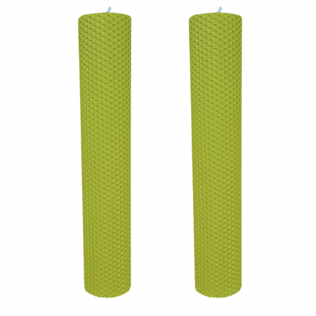 Set 2 lumânări tip fagure din ceară colorată, rulate manual - verde lime [3]