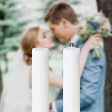 Articole Nuntă - Set 2 Lumanari Nunta albe cu diametrul de 3,5cm