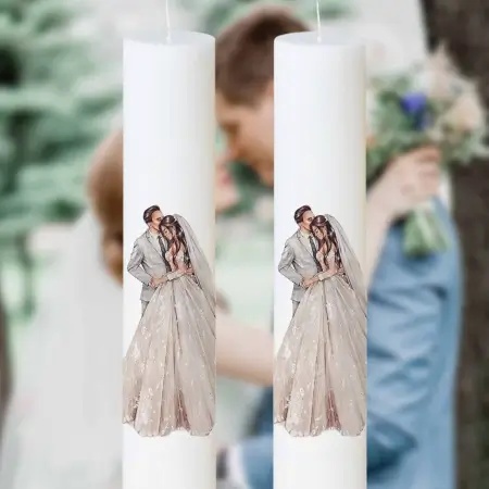 Articole Nuntă - Set 2 Lumanari Nunta Mire si Mireasa imbratisati gri