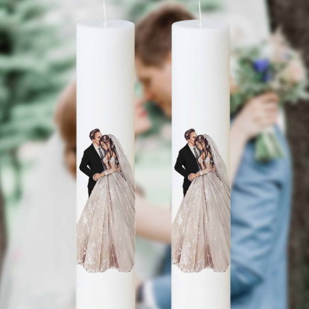 Articole Nuntă - Set 2 Lumanari Nunta Mire si Mireasa imbratisati negru