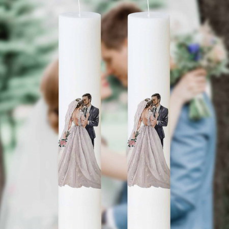 Articole Nuntă - Set 2 Lumanari Nunta mireasa si mire imbratisati gri