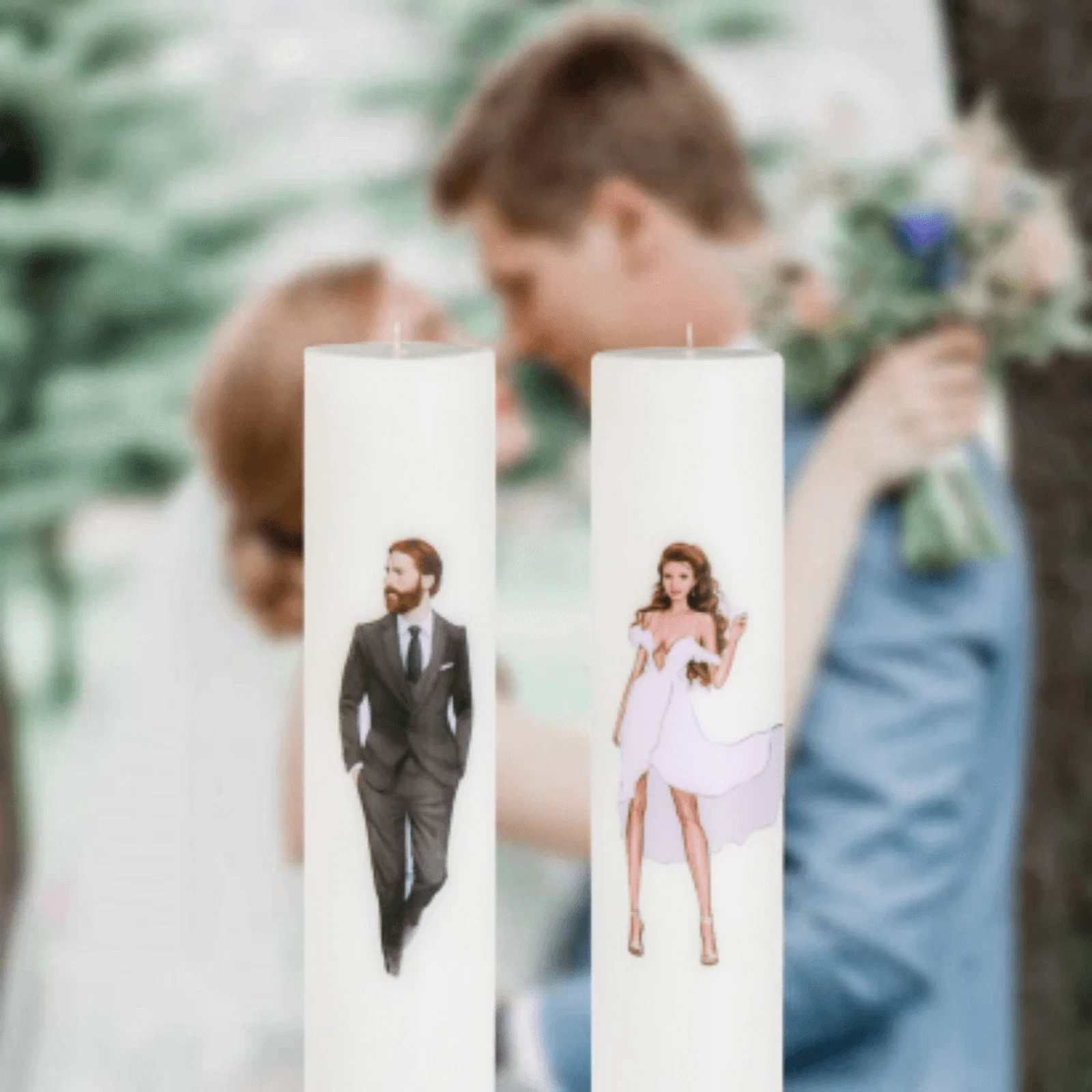 Lumânări Nuntă simple - Set 2 Lumanari Nunta Miri Moderni