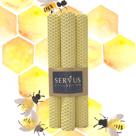 Lumânări Decorative - Set 4 Lumânări tip fagure din ceară colorată, rulate manual -  Vanila