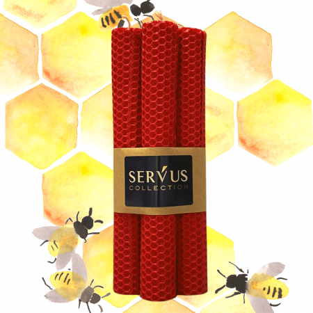 Târgul de Reduceri - Set 4 Lumânări tip fagure din ceară colorată, rulate manual - Rosu