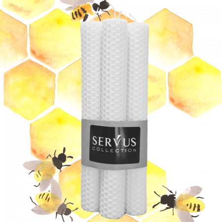 Târgul de Reduceri - Set 4 Lumânări tip fagure din ceară colorată, rulate manual - Alb