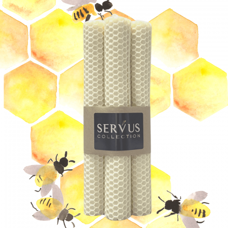 Lumânări Decorative - Set 4 Lumânări tip fagure din ceară colorată, rulate manual - Ivory