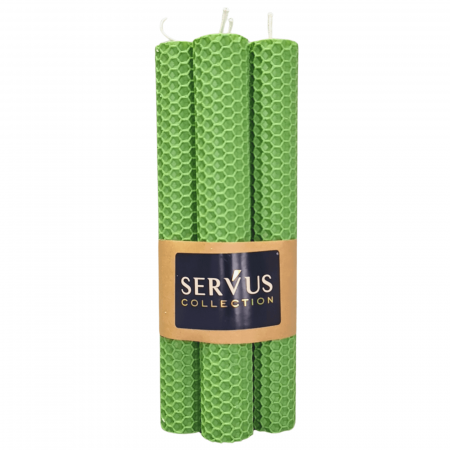 Set 4 Lumânări tip fagure din ceară colorată, rulate manual - Verde deschis [2]