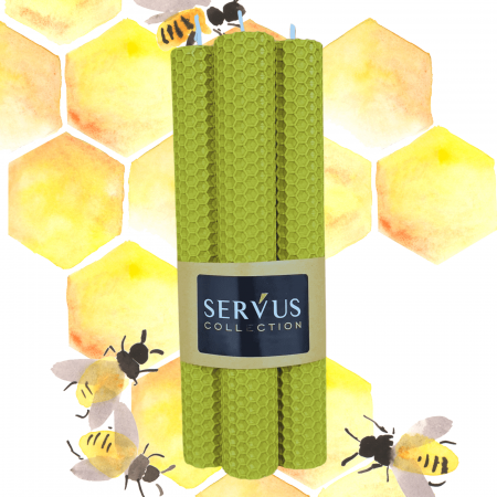 Lumânări Decorative - Set 4 Lumânări tip fagure din ceară colorată, rulate manual - Verde Lime