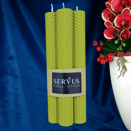 Set 4 Lumânări tip fagure din ceară colorată, rulate manual - Verde Lime [2]