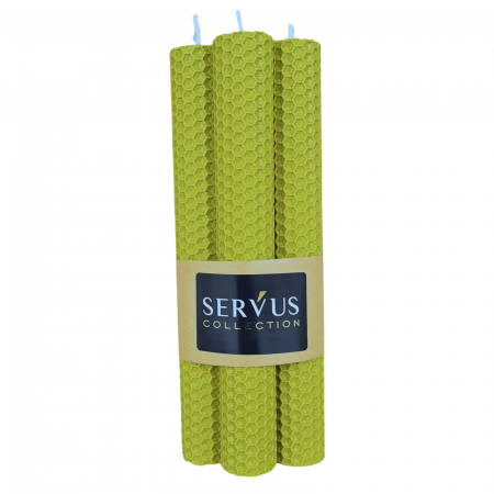 Set 4 Lumânări tip fagure din ceară colorată, rulate manual - Verde Lime [3]