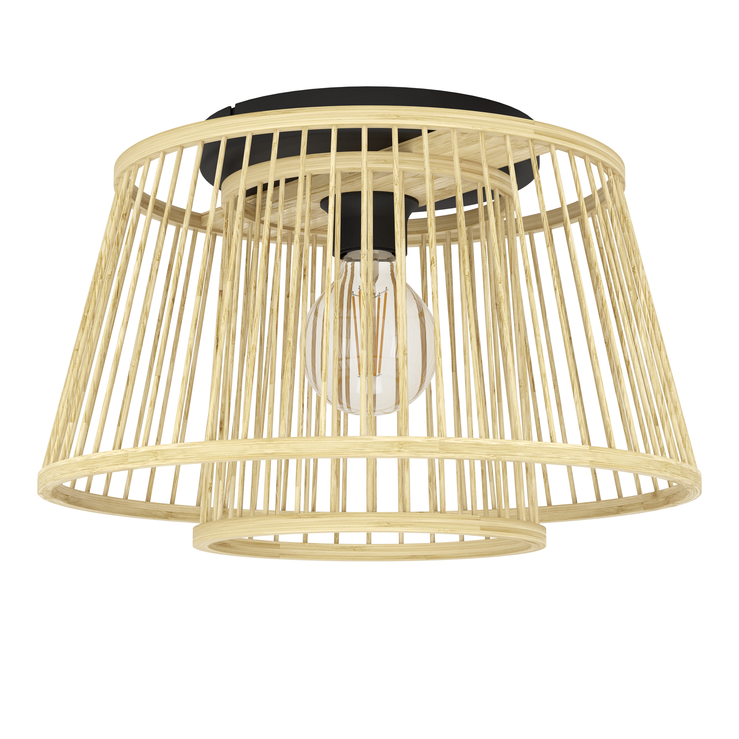 ILUMINAT INTERIOR - Plafoniera EGLO Hykeham E27 1x40W  lm Metal/Lemn Black IP20