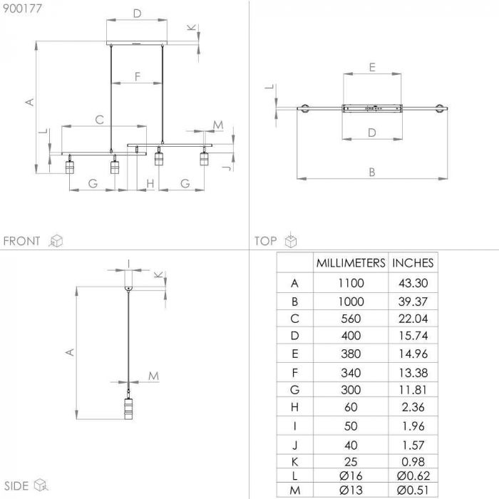 Lustra EGLO LURONE 900177, E27 4X10W, Negru, Alama [3]