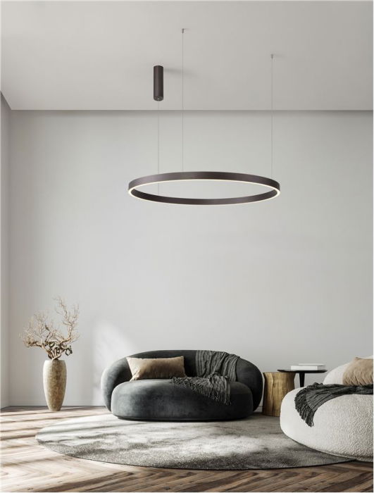 Lustra Nova Luce ELOW EN 9345651 LED 106W 3000K 4899lm Brushed BroW n Coffee Aluminium & Silicone  Triac Dimmable IP20 [1]