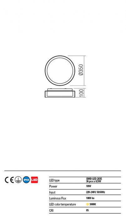 Plafoniera REDO Naji 01-1454 SMD LED 18W 3000K 1000lm Ø350 IP44 Nedimabil Crom White [4]