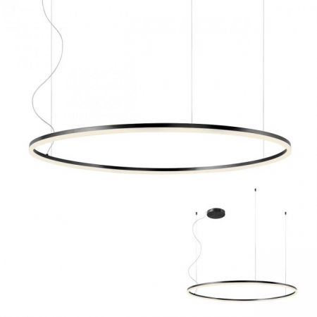 ILUMINAT INTERIOR - 01-1964 Suspensie REDO ORBIT LED 84W 7145lm 4000K IP20 Aluminiu Sand Black CRI 80 Dimabil TRIAC