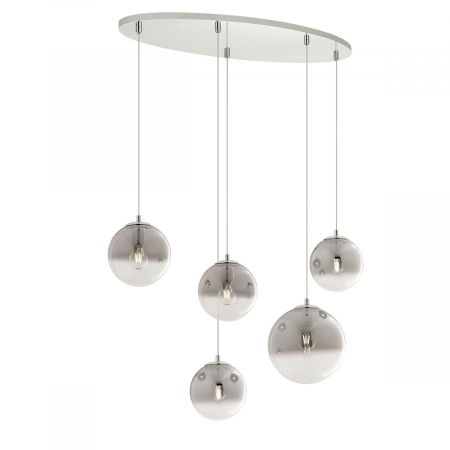 BF LUSTRE - 01-2273 Suspensie REDO BERRY E27 5x42W  IP20 Metal/Sticla Chrome / graduately smoke glass