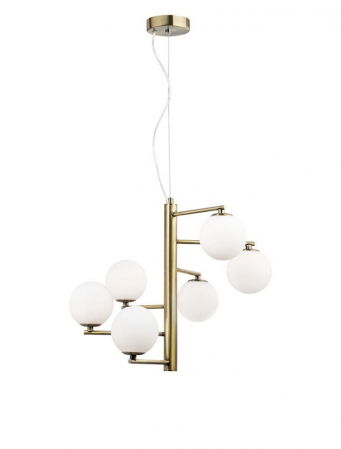 Moderne - 1700306001 Suspensie Nova Luce AGRIGENTO G9 6x5W IP20 Metal & Sticla Opal Antique Brush NOVALUCE