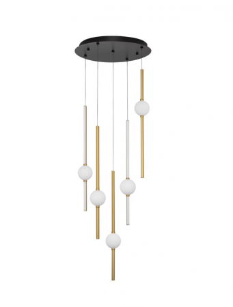ILUMINAT - 9695258 Lustra Nova Luce ACROBAT LED 61W 5589lm 3000K Aluminium & Opal Glass Black & Gold Dimabil Triac IP20