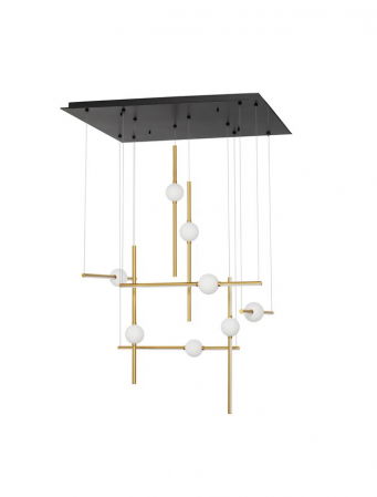 Candelabre - 9695259 Candelabru Nova Luce ACROBAT LED 106W 9926lm 3000K Aluminium & Opal Glass Black & Gold Dimabil Triac IP20