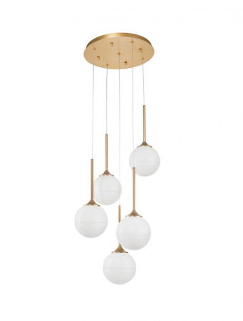 ILUMINAT INTERIOR - 9960614 Suspensie Nova Luce CANTONA G9 5x5W IP20 Glass White Opal Gold NOVALUCE