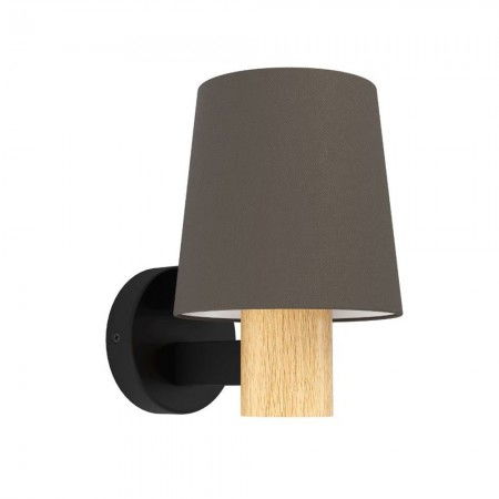 BLACK FRIDAY 2024 - Aplica Eglo Edale, textil maro, lemn, 1xE27, H.22 cm, 43783