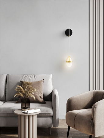 Moderne - Aplica Nova Luce EGNA 9009282 LED 13W 3000K 1422lm Gold & Black Metal Cognac & Opal Glass   IP20