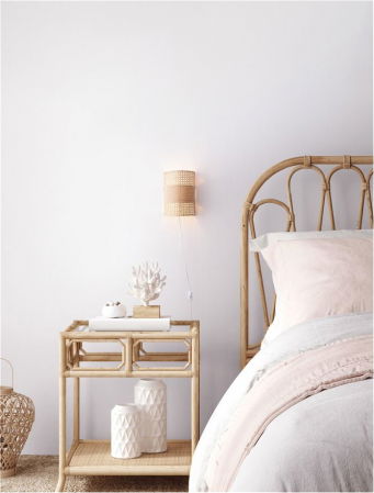 Moderne - Aplica Nova Luce LUM 9586521 E27 1x12W    Natural Rattan Cream Base & White Plastic cable cable   IP20