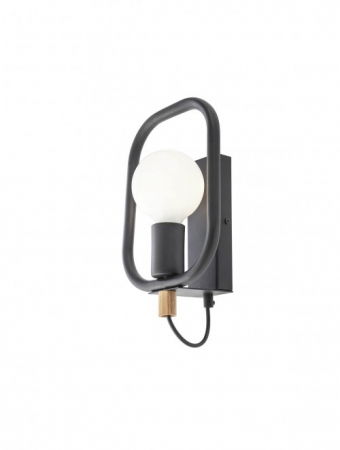 Moderne - Aplica SMARTER AERIS 01-2406 E27 1x42W Metal Negru Mat/Lemn Natur IP20