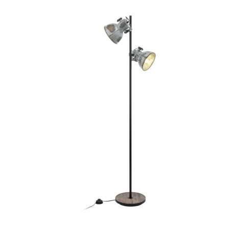 BLACK FRIDAY - Lampadar EGLO BARNSTAPLE 49722, E27 2X40W 1580mm, Negru, zinc uzat, patina maro