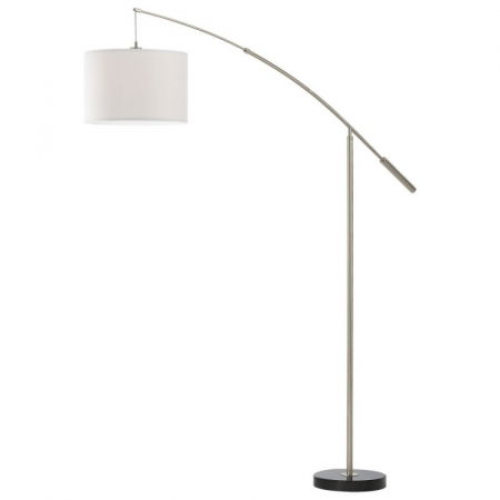 Dormitor - Lampadar EGLO Nadina, 1XE27, 1X60W, Otel/Textil, Nichel/Alb - 92206