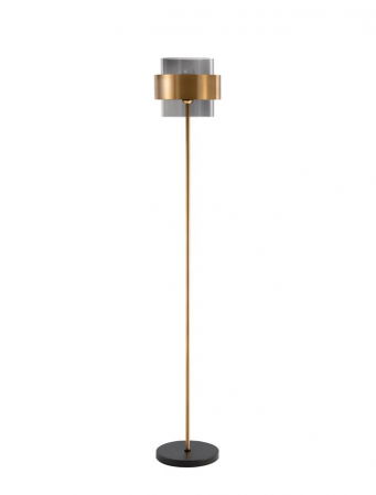 Lampadare - Lampadar Nova Luce SIANNA E27 1x12W   Smoke Glass & Black Cord & Brass gold Metal IP20