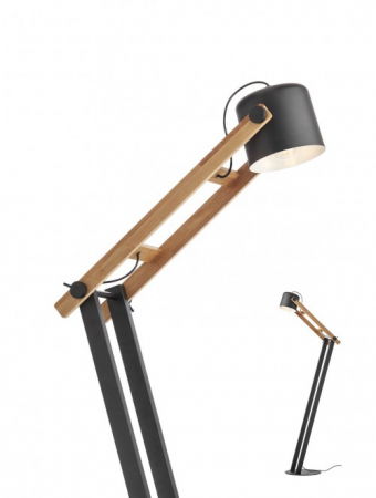 Lampadare - Lampadar SMARTER POOH 01-2405 E27 1x42W Metal Negru mat/Lemn Fag Natur IP20