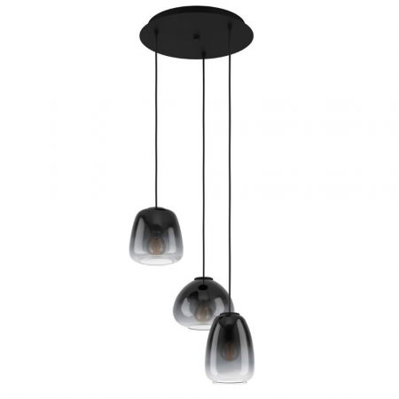 BF LUSTRE - Lustra EGLO AGUILARES 900196, E27 3X40W Ø430, Negru-Gri-transparent