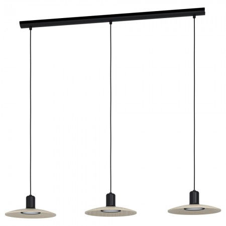 ILUMINAT INTERIOR - Lustra Eglo Mayazes, negru, lemn, 3XGU10, 15W, 1200 lumeni, alb cald 3000K, L.105 cm, 39912