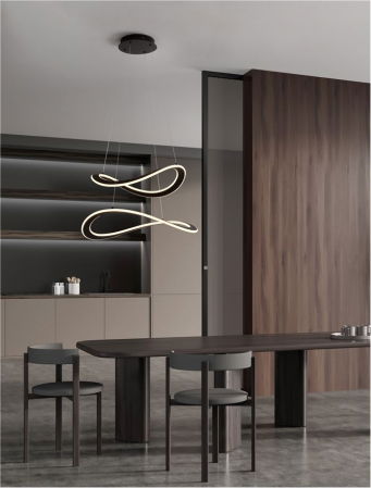 ILUMINAT INTERIOR - Lustra Nova Luce CELESTIA 9030644 LED 87W 3000K 3141lm Sandy Black Aluminium & Acrylic  Triac Dimmable IP20