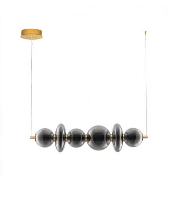 ILUMINAT INTERIOR - Lustra Nova Luce COEN 9186954 LED 29W 3000K 3472lm Brass Gold & smokey gray glass  Triac Dimmable IP20
