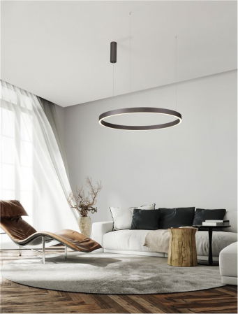 Lustra Nova Luce ELOW EN 9345650 LED 77W 3000K 3326lm Brushed BroW n Coffee Aluminium & Silicone  Triac Dimmable IP20