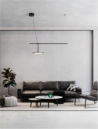 ILUMINAT INTERIOR - Lustra Nova Luce GEA 9501209 LED 22W 3000K 2600lm Black Steel, Aluminium & Acrylic   IP20