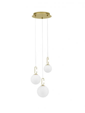 ILUMINAT INTERIOR - Lustra Nova Luce HOOK LED 25,8W 2521lm 3000K Satin Gold Metal & Opal White Glass IP20