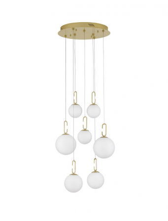 ILUMINAT INTERIOR - Lustra Nova Luce HOOK LED 52W 4815lm 3000K Satin Gold Metal & Opal White Glass IP20