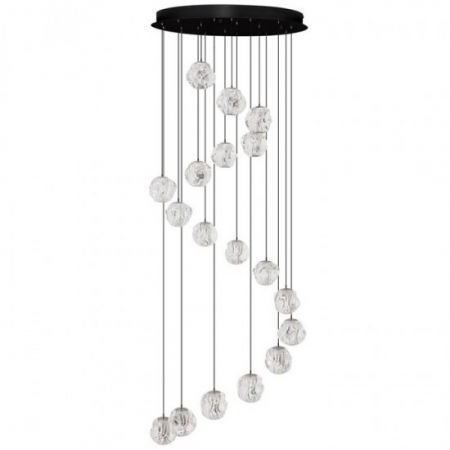 Candelabre - Candelabru Nova Luce IFOS 9511015 Triac Dimmable Sandy Black & Chrome Metal & Clear Acrylic LED 87W 5057lm 3000K IP20