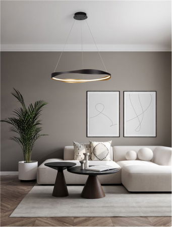 Moderne - Lustra Nova Luce PLATINUM 9030643 LED 40W 2700K-5000K 1472lm Sandy Black & Gold Aluminium & Acrylic  Dimmable With remote control IP20