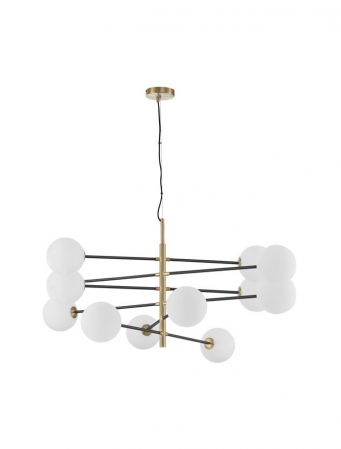 ILUMINAT INTERIOR - Lustra Nova Luce VITRA G9 12x5W   Satin Gold & Black Metal White Opal Glass IP20