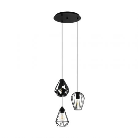 BF LUSTRE - Lustra vintage EGLO DISTAFF 43582, E27 3X40W, Otel, Negru