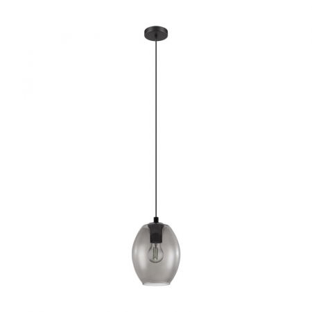 Bucatarie - Pendul EGLO Cadaques, 1xE27, 1X40W, Ø 180mm, Otel/Sticla, Negru - 98582