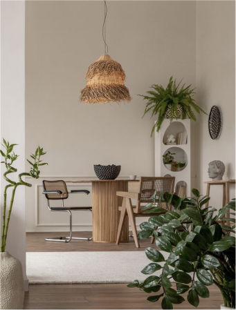 Moderne - Pendul Nova Luce HAY 9586514 E27 3x12W    Natural Seagrass Black Fabric W ire & Base   IP20