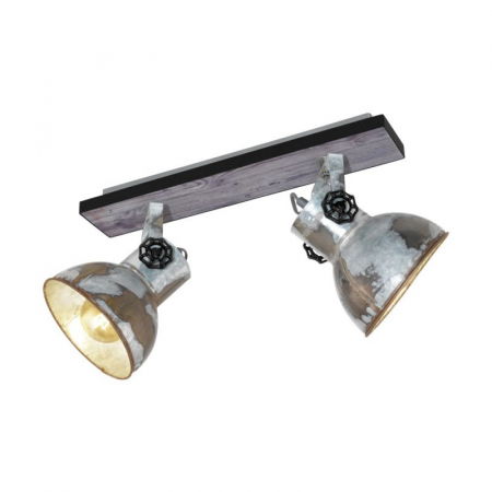 EGLO INTERIOR - Plafoniera EGLO BARNSTAPLE 49649, E27 2X40W, Negru, zinc uzat, patina maro