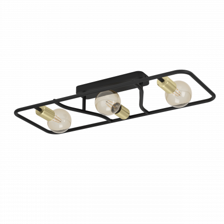 Plafoniere - Plafoniera EGLO Messinaro E27 3x40W  lm Metal Black/Brass IP20